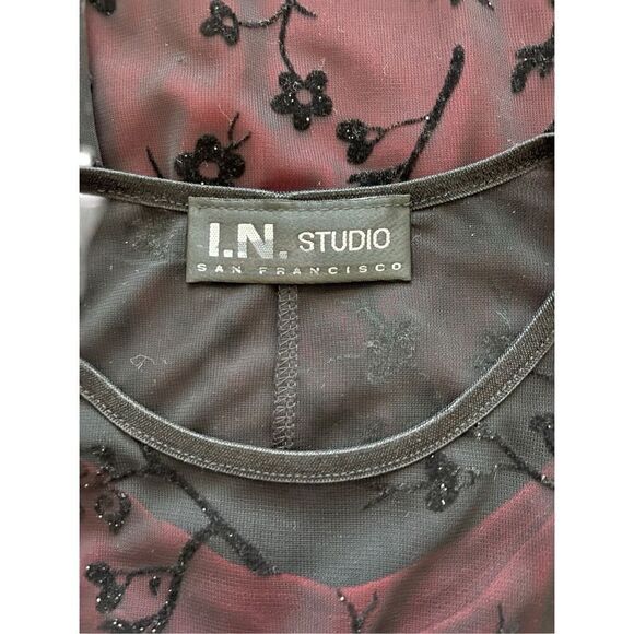 Y2k red and black sheer floral romantic bodycon maxi dress - Picture 7 of 7